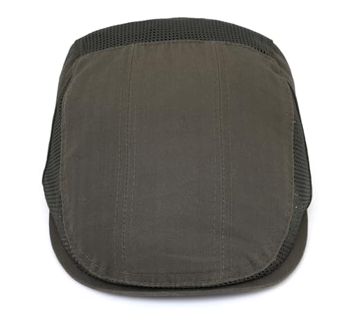 DIYDECAL Mens Cotton Mesh Newsboy Cap Flat Ivy Gatsby Hat Summer Driving Cabbie Cap - color: Dark Green