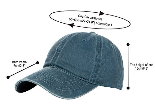 Glamorstar Classic Unisex Baseball Cap Adjustable Washed Dyed Cotton Ball Hat - color: Navy