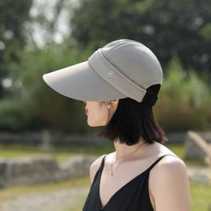Women Sun Hats Detachable Wide Brim Sun Protection UPF 50+ Packable 2 in 1 Summer Beach Visor Cap - color: Khaki