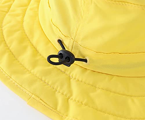 Connectyle Kids Sun Hat for Boys Girls Wide Brim Bucket Hat UPF 50+ Sun Protection Hat Breathable Summer Beach Hat - color: Yellow