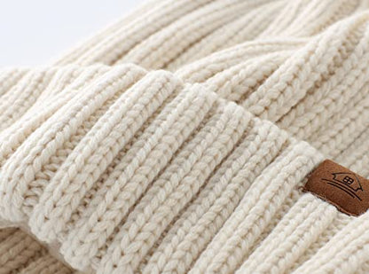 Home Prefer Mens Winter Hat Wool Fleece Lined Knit Beanie Hat Warm Stocking Caps - color: Beige