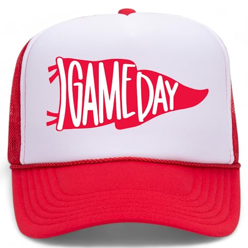 Game Day Flag Hat - color: Red/White Foam Mesh Back