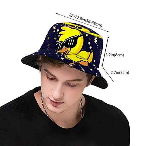 Bucket Hat Funny Duck Fisherman Hat Travel Beach Sun Hat Outdoor Cap for Men Women Adults - color: Cool Duck Glasses
