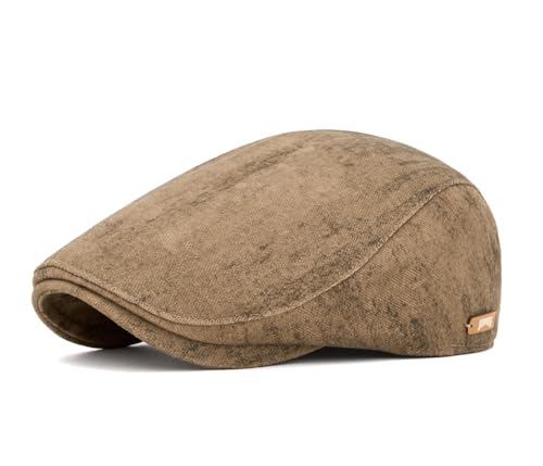 Quanhaigou Unisex Denim Newsboy Hats Flat Ivy Gatsby Cabbie Driving Berets Hat Cotton Dad Cap for Men Women - color: Retro Coffee