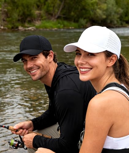 2 Pack Snapback Hats for Men Women Quick Dry Workouts Hat - color: White + Black