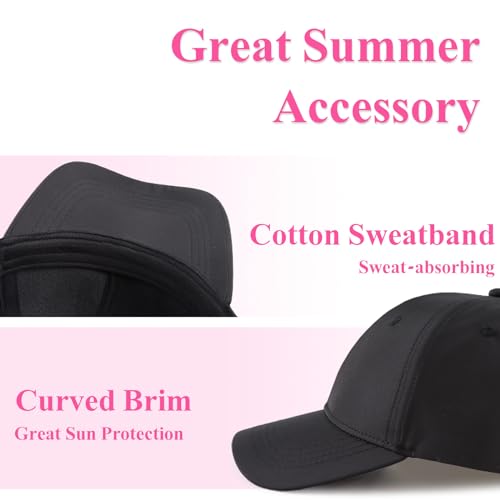 Zsedrut Girls Glitter Baseball Cap Kids Adjustable Ponytail Hat Toddler Summer Mesh Trucker Hats - color: Pure Black