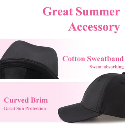 Zsedrut Girls Glitter Baseball Cap Kids Adjustable Ponytail Hat Toddler Summer Mesh Trucker Hats - color: Pure Black