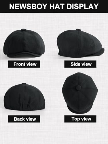 Senker Fashion 2 Pieces Newsboy Cap for Men - color: Black Black