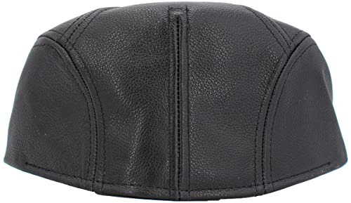 KBETHOS Leather Ascot Made in USA Ivy Collection Classic Newsboy Caps - color: Black, size: X-Large