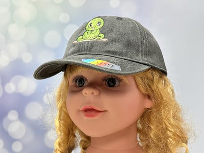 Adjustable Embroidery Animal Baseball Hat for Kid Toddler Child - color: Snake (Washed Black)