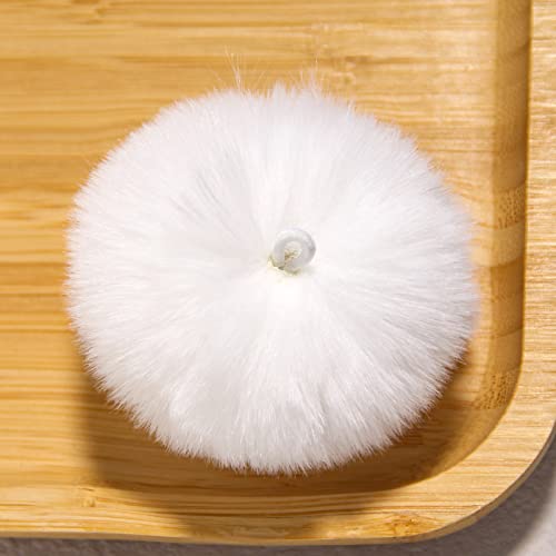 SUSULU White Pom Poms for Crafts,Small White Pom Pom Balls,Faux Fur Pompom with Tiny Cord for Hat Shoes Garment Accessories 2.8in Pack of 6 - color: White