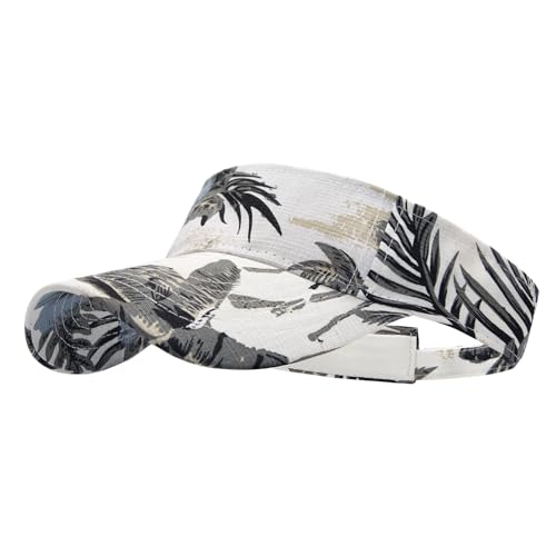 YAMEIZE Leopard Sun Visors for Women Men - Cheetah Print Running Golf Tennis Sun Hat Adjustable Ponytail Cap for Sport - color: White