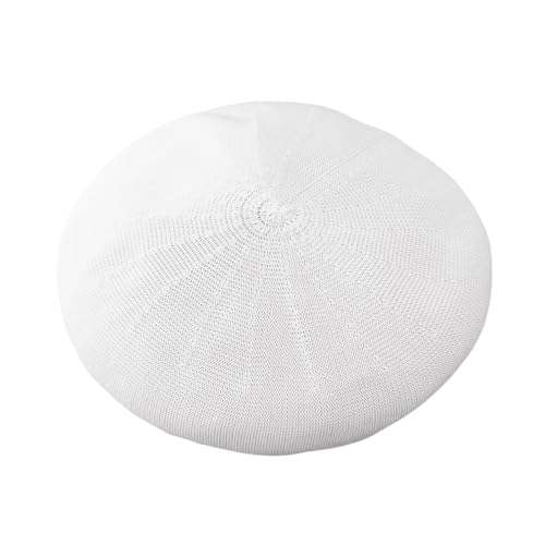 Summer French Beret Breathable Thin Beret Hat Solid Color Beanie for Women Lady - color: White