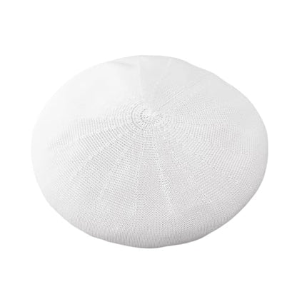 Summer French Beret Breathable Thin Beret Hat Solid Color Beanie for Women Lady - color: White