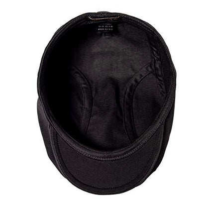 BOTVELA Men Cotton Twill Newsboy Flat Hat Fitted Cap - color: Black, size: 7 1/8