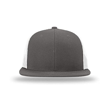 Richardson 511 Wool Blend Flatbill Trucker Snapback Adjustable Cap - color: Charcoal/White