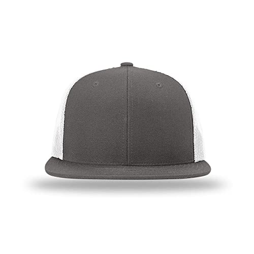 Richardson 511 Wool Blend Flatbill Trucker Snapback Adjustable Cap - color: Charcoal/White