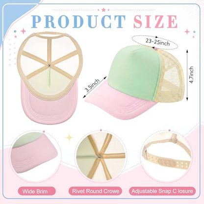 Hercicy 40 Pack Blank Trucker Hat Bulk - color: Macaron Color Block Style
