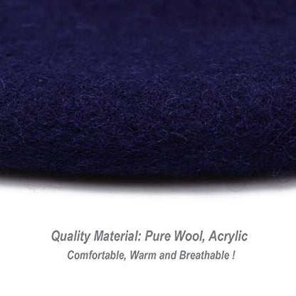 Wheebo Berets for Kids Wool French Beret Hats Artist Painter Hats for Little Girls Boys Solid Color Style - color: Navy