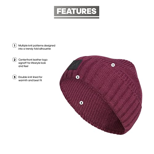 adidas Men's Pine Knot Fold Beanie - color: Victory Crimson Purple/Black