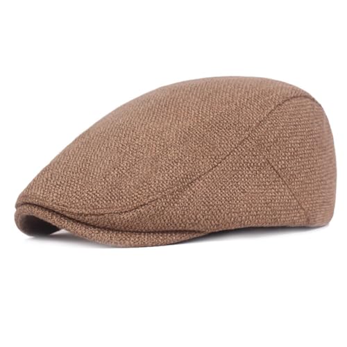 Katutude Unisex Newsboy Cap Cotton Linen Flat Cap Summer Driving Fishing Hunting Hat 2024 Trendy Adjustable Cabbie Beret Cap - color: Coffee