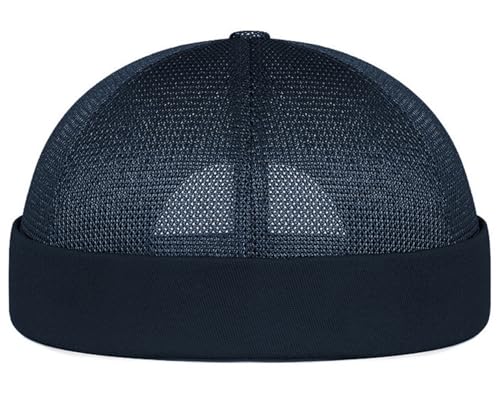 DIYDECAL Mens Mesh Brimless Cap,Summer Skullcap Docker Beanie Hat - color: Navy Blue
