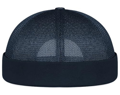 DIYDECAL Mens Mesh Brimless Cap,Summer Skullcap Docker Beanie Hat - color: Navy Blue