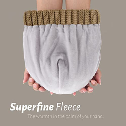 Fleece Lined Beanie Cable Knit Chunky Beanies Womens Snow Cap - color: Coffee