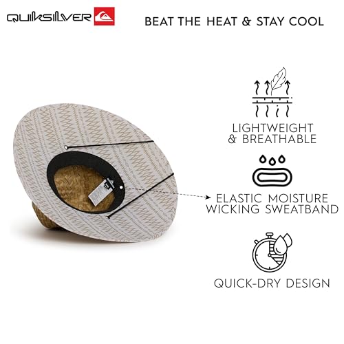 Quiksilver Men's Wide Brim Outdoor Lifeguard Straw Sun Hat - color: Twill, size: Small-Medium