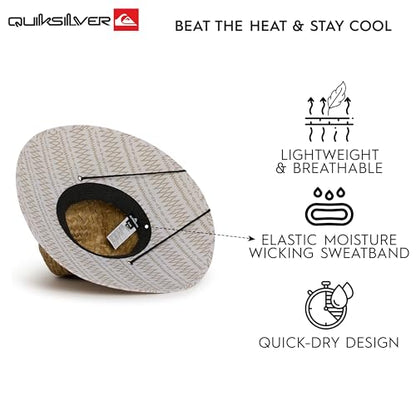 Quiksilver Men's Wide Brim Outdoor Lifeguard Straw Sun Hat - color: Twill, size: Small-Medium