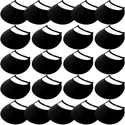 Sureio 22 Pcs Foam Sun Visors for Women with Coil Bands Bulk - color: Black