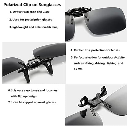 Clip on Flip up Polarized Lens For Prescription Glasses UV Protection Sunglasses (Clear lenses not Polarized) - color: Yellowbluegreyredsilver