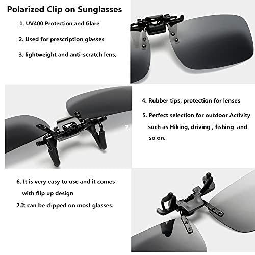 Clip on Flip up Polarized Lens For Prescription Glasses UV Protection Sunglasses (Clear lenses not Polarized) - color: 2n44 6pack Mixcolora