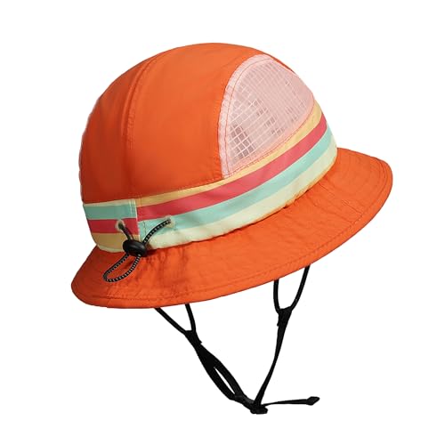 Clakllie Quick Dry Surf Bucket Hat with Strap Waterproof Sun Hat Packable Boonie Hats for Men UPF 50+ Beach Hiking Hats - color: Sh2601-neonorange