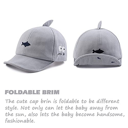 JANGANNSA Baby Duck Cap Infant Kids Sun Hat Bear Cute Cartoon Caps Spring Summer - color: Light Blue Shark, size: 3-18 Months