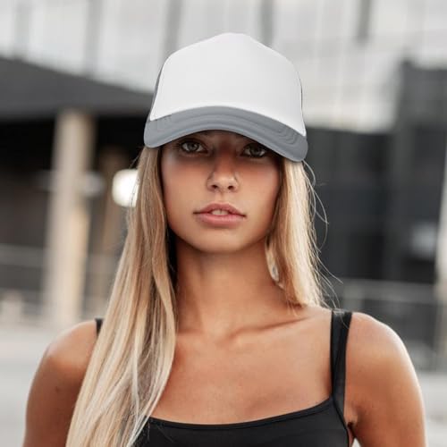 Ultrafun 10 Pack Trucker Hat Mesh Sublimation Blank Hats Adjustable Baseball Caps Hats for Men Women - color: Grey White