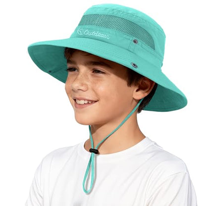Komorebi UPF 50+ Kids Sun Hat，Wide Brim Bucket Hats for Kids Beach Outdoor - color: Lake Blue