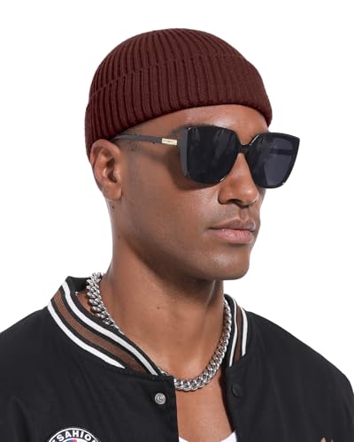 Short Fisherman Beanie for Men Women Wool Fleece Lined Winter Hat - color: 1pcs-dark Coffee
