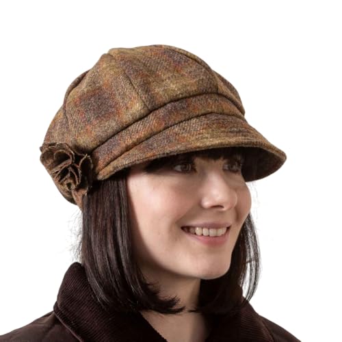 Hatman of Ireland Newsboy Hat for Women's Made in Ireland, 8 Panel Wool Cap, One-Size - color: Rustic