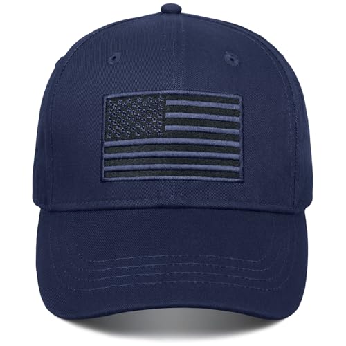 American Flag Baseball Cap for Men Women, Flag Embroidery & Adjustable Fit - color: Dark Blue