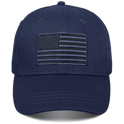 American Flag Baseball Cap for Men Women, Flag Embroidery & Adjustable Fit - color: Dark Blue