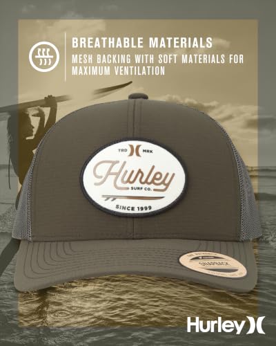 Hurley Mens Hat Beach Break Trucker Water Resistant Baseball Cap - color: Olive Canvas