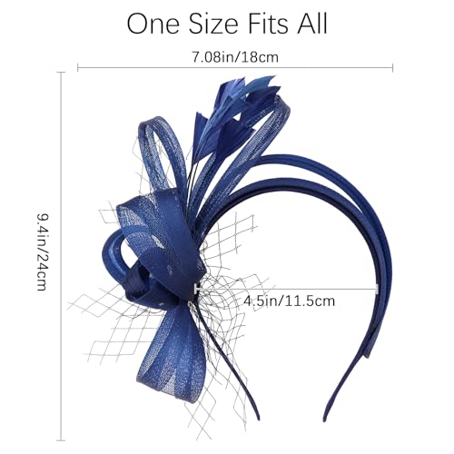 Fascinators Hats for Women, Fascinator Headband Tea Party Hat - color: Navy