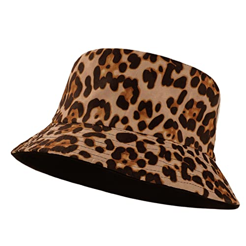 Umeepar Unisex Reversible Packable Bucket Hat Sun Hat for Men Women - color: Leopard Print Brown