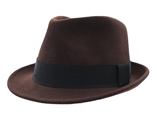 Home Prefer Men's Wool Felt Winter Hat Short Brim Fedora Hat - color: Coffee, size: 7 3/8