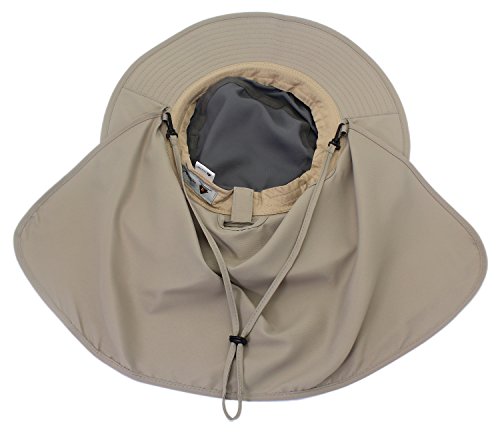 Home Prefer UPF50 Mens Sun Hat with Neck Flap Quick Dry UV Protection Cap Womens Wide Brim Fishing Hat Neck Flap Beach Garden - color: B-gray Brim