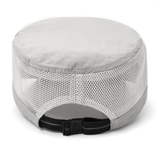 Cadet Army Cap Mesh Quick Qry Flat Top Cap Military Hat for Men Women - color: Light Gray