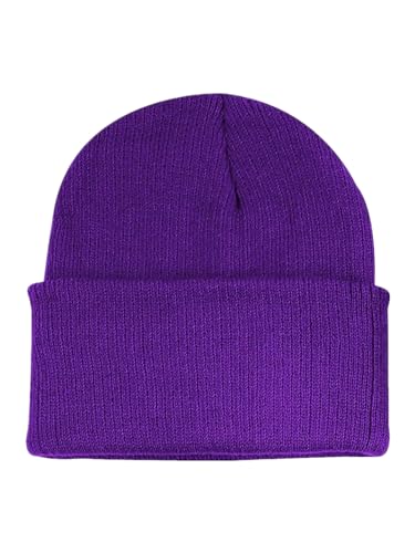 Century Star Kids Slouchy Beanie Halloween Costume Hat Winter Knit Cuff Toddler Boys Girls - color: Purple