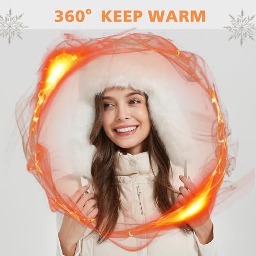 Winter Trapper Hat for Women Warm Faux Fur and Leather Windproof Full Hood Earflap Beanies - color: White2