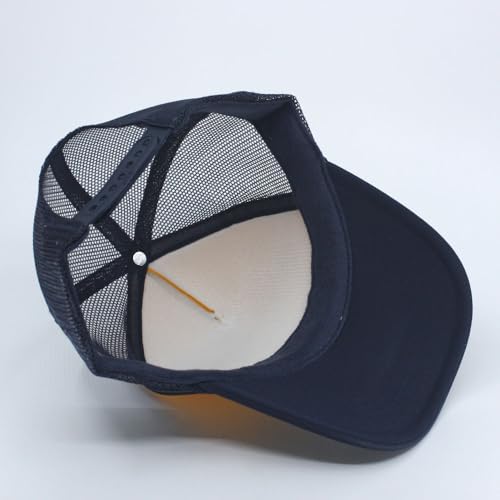 High Crown Foam Mesh Camouflage Tri-Color Oak Leaves Trucker Hat Baseball Cap - color: Navy/Gold/Navy